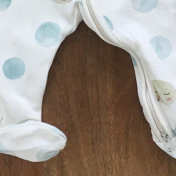 Pehr cream with blue and green dots long sleeve footie - Picture 2 of 3